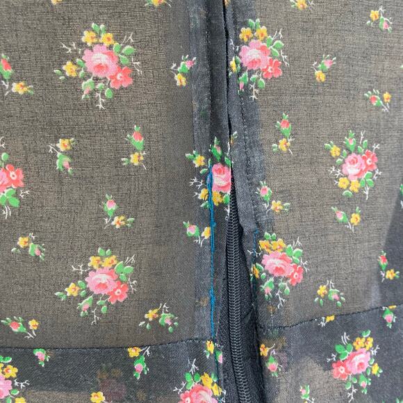 Vintage Black and Pink Floral Handmade Prairie Dress - Picture 5 of 8